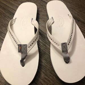 White Rainbow sandals with Rhinestones 6.5-7.5